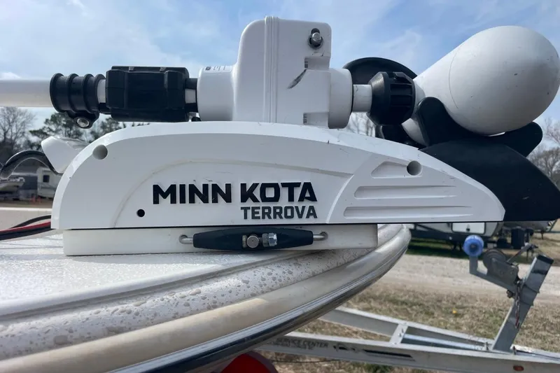 Slide: The Image of Minn Kota Terrova trolling motor on 2019 Carolina Skiff 198 DLV boat. - 6