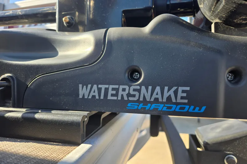 Slide: The Image of Close-up of Watersnake Shadow motor on 2023 Sun Tracker Bass Buggy 18 DLX. - 19
