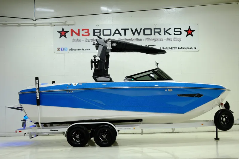 The Image of 2023 Nautique G23 boat in blue on trailer at N3 Boatworks. - 1