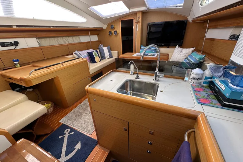 Slide: The Image of Luxurious interior of 2008 Jeanneau Sun Odyssey 45 DS sailboat with modern amenities. - 36