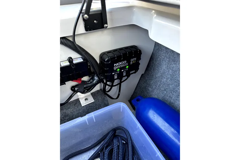 Slide: The Image of 2023 Yamaha AR250 boat interior with NOCO Genius GEN5X2 battery charger. - 4