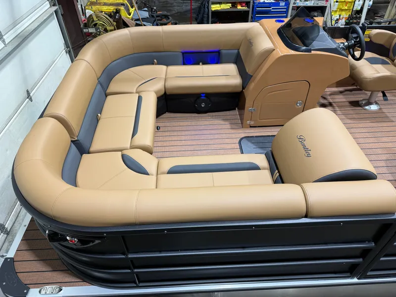 Slide: The Image of Bentley Pontoons Legacy 200HP Navigator 223 Quad Lounge Tritoon 2026 - 2