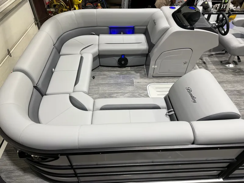Slide: The Image of Bentley Pontoons Legacy 200HP Navigator 223 Quad Lounge Tritoon 2026 - 2