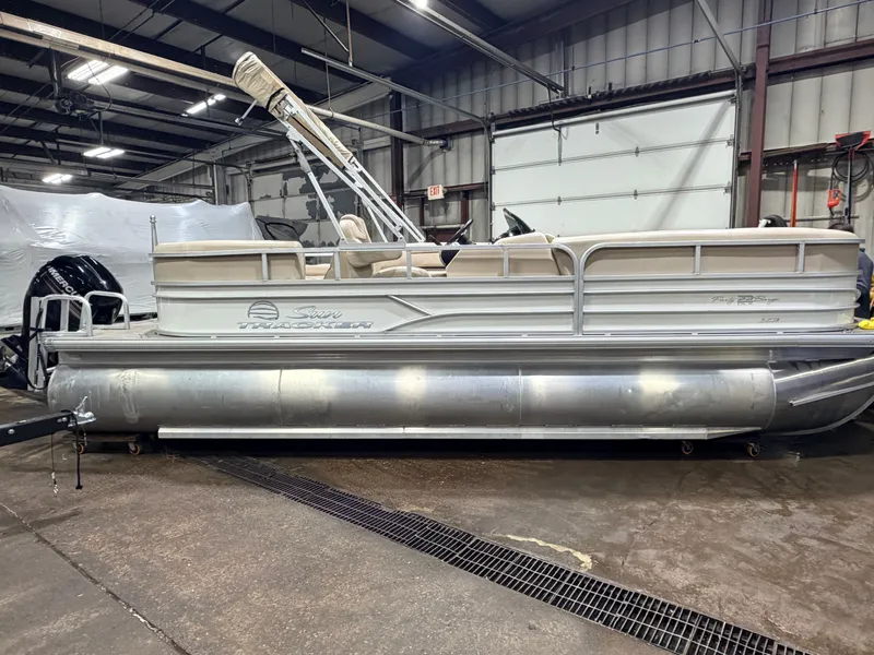 Slide: The Image of Sun Tracker Party Barge Rear Lounge 22 150HP Tritoon $34,995 2017 - 16