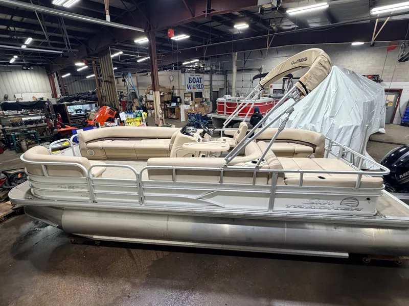 Slide: The Image of Sun Tracker Party Barge Rear Lounge 22 150HP Tritoon $34,995 2017 - 4