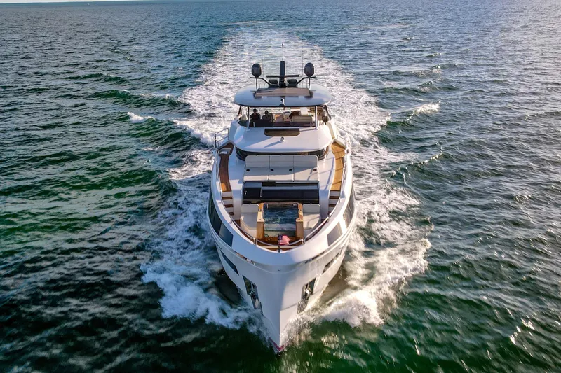 Slide: The Image of Luxury yacht Sirena 88, 2021 model, cruising on open sea. - 4