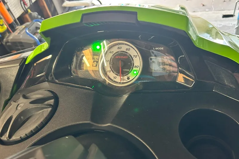 Slide: The Image of Dashboard of a 2017 Yamaha WaveRunner FX Cruiser SVHO with speedometer and controls. - 38