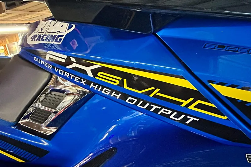 Slide: The Image of 2017 Yamaha WaveRunner FX Cruiser SVHO, blue with Riva Racing branding. - 9