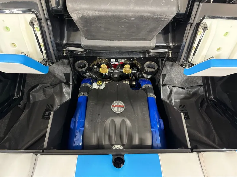 Slide: The Image of Engine compartment of 2023 MasterCraft X22 with Ilmor engine. - 23