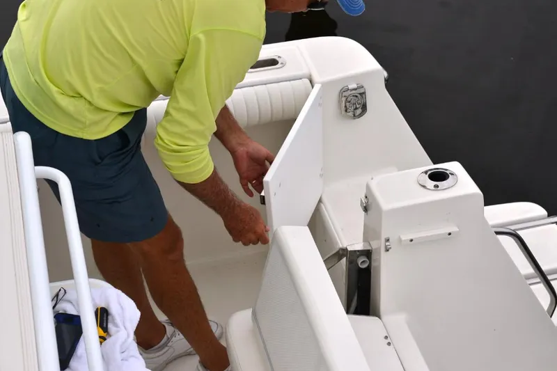 Slide: The Image of Manufacturer Provided Image: Person on Sea Born SX239 Offshore boat, 2025 model. - 28