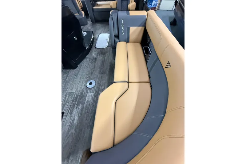 Slide: The Image of Luxurious interior seating of 2025 Viaggio Z22S with tan and gray upholstery. - 11