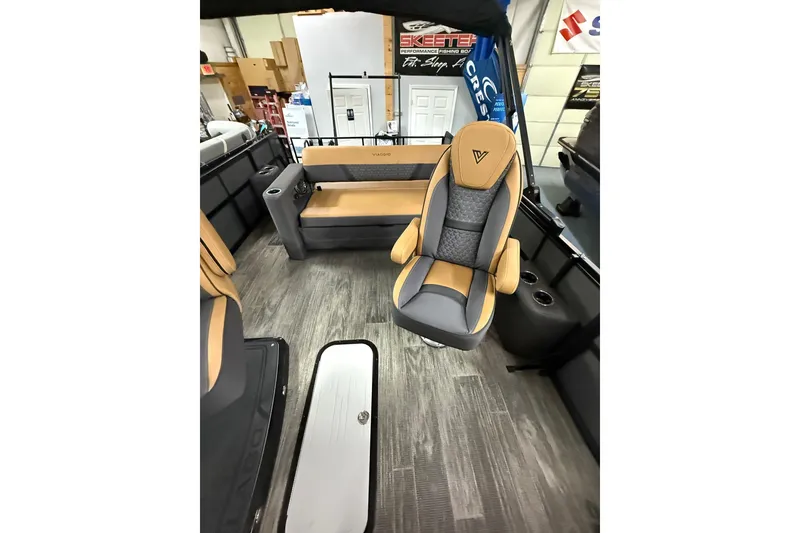 Slide: The Image of 2025 Viaggio Z22S boat interior with stylish seating and modern design. - 13