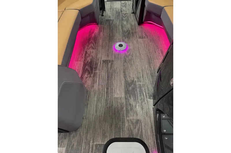Slide: The Image of Interior of 2025 Viaggio Z22S with wood flooring and pink LED lighting. - 25