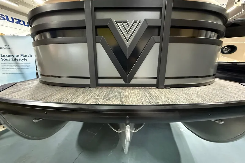 Slide: The Image of 2025 Viaggio Z22S pontoon boat with sleek design and luxury features. - 6