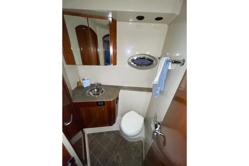 Slide: The Image of Luxurious bathroom in 2008 CRUISERS INC 415 Express Motoryacht with modern fixtures. - 21