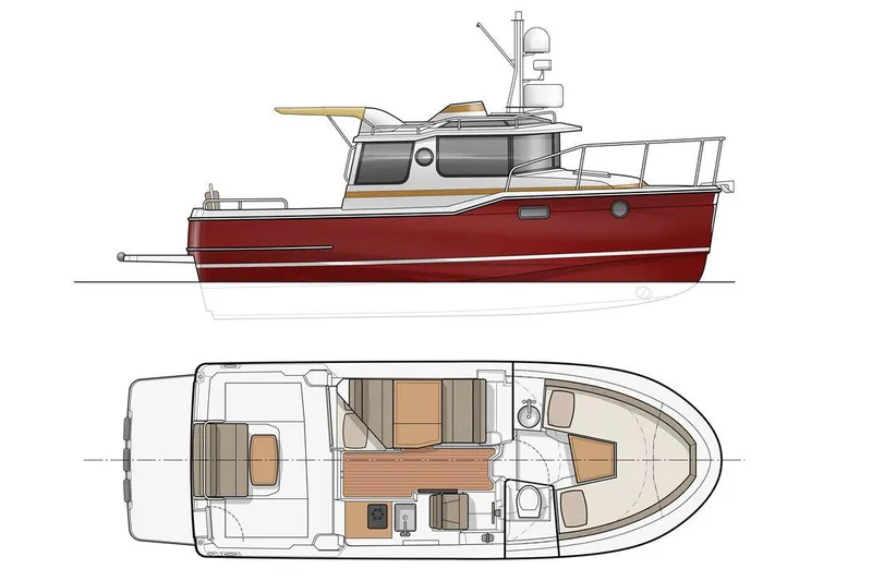 Slide: The Image of Manufacturer Provided Image: 2017 Ranger Tugs R-23 boat side and top view illustration. - 9