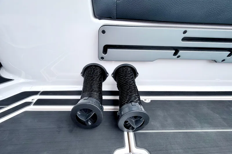 Slide: The Image of 2023 Supra SE 550 boat interior with dual black air vents on deck. - 39