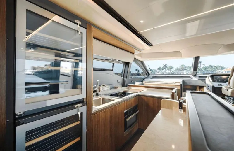Slide: The Image of Luxurious kitchen interior of 2016 Azimut Fly 72 yacht with modern amenities and sleek design. - 18