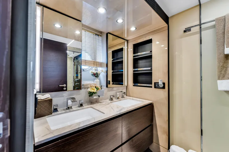 Slide: The Image of Luxurious bathroom interior of 2016 Azimut Fly 72 yacht with dual sinks and modern design. - 33