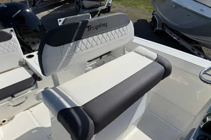 Slide: The Image of 2026 Bayliner Trophy T20CC boat seating with stylish upholstery and modern design. - 8