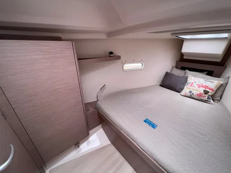 Slide: The Image of 2023 Hanse 388 yacht interior cabin with bed and storage - 22