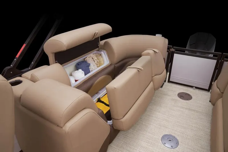 Slide: The Image of Interior of 2022 Regency 230 DL3 with storage and seating. - 24