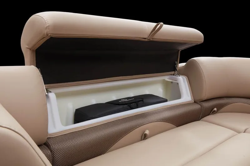 Slide: The Image of Regency 230 DL3 2022 seat with open storage compartment. - 27