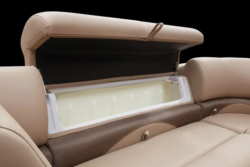 Slide: The Image of Regency 230 DL3 2022 seat with open storage compartment. - 28