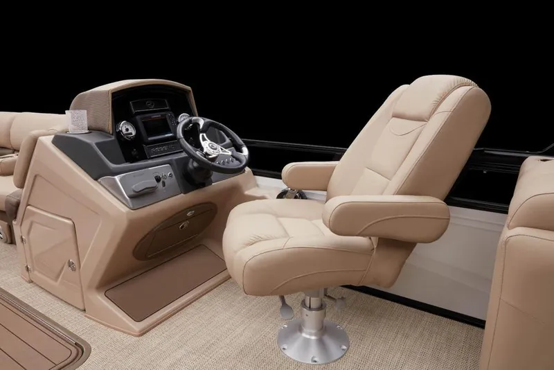 Slide: The Image of Interior of 2022 Regency 230 DL3 boat with luxurious captain's chair. - 33