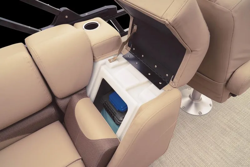 Slide: The Image of Regency 230 DL3 2022 seat with storage compartment and cup holder. - 41