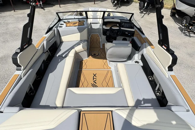 Slide: The Image of 2026 ATX Surf Boats 22 Type-S interior with sleek seating and modern dashboard design. - 10