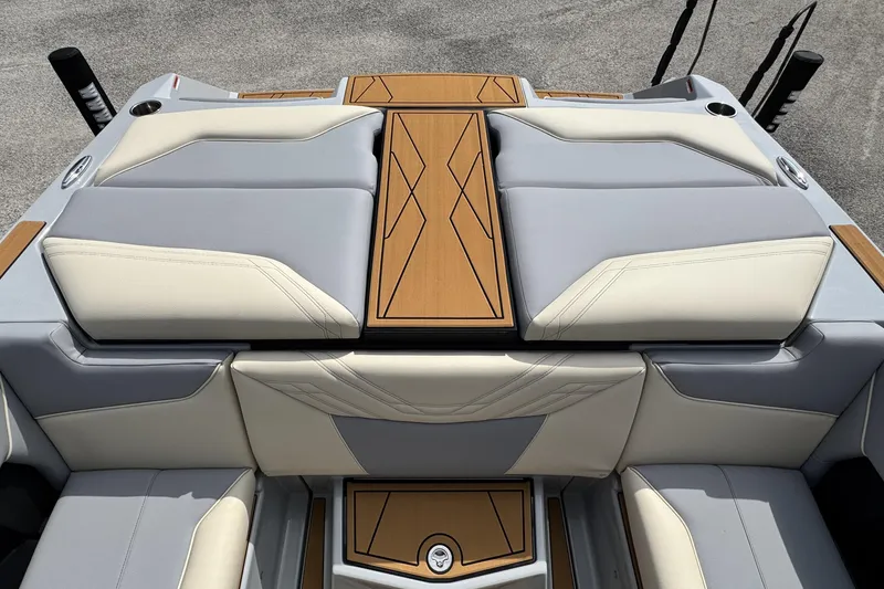 Slide: The Image of 2026 ATX Surf Boats 22 Type-S interior with sleek, modern upholstery and wood accents. - 18