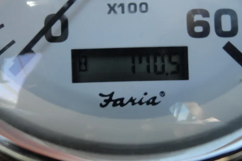 Slide: The Image of Close-up of Faria tachometer displaying 170.5 RPM on a 2005 Kayot S245. - 10