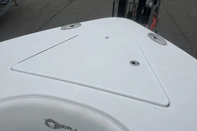Slide: The Image of Bow of 2022 Sea-Lion 34 TE boat with storage hatch and logo. - 20