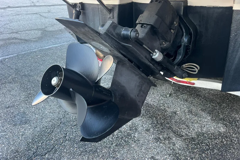 Slide: The Image of Close-up of a 2001 Chaparral Signature 260 boat propeller and drive system. - 39