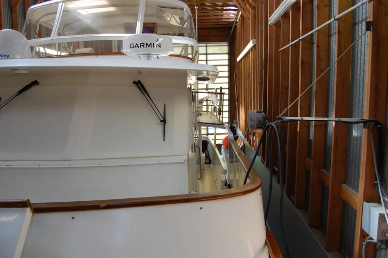 Slide: The Image of Ocean Alexander 50 Pilothouse 1981 in a boathouse. - 34