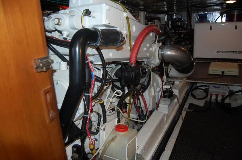 Slide: The Image of Engine room of 1981 Ocean Alexander 50 Pilothouse. - 45