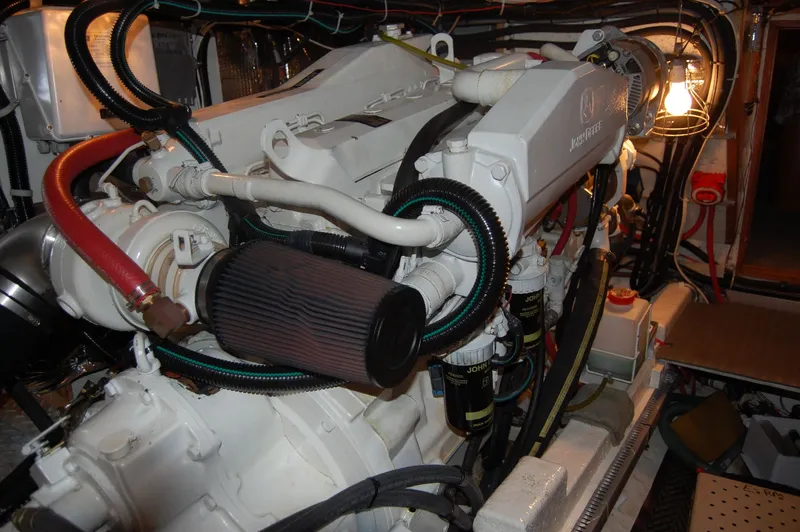 Slide: The Image of Engine room of 1981 Ocean Alexander 50 Pilothouse. - 46