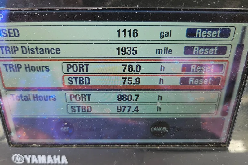 Slide: The Image of Display screen showing trip data for Everglades 255 Center Console, 2015 model. - 14