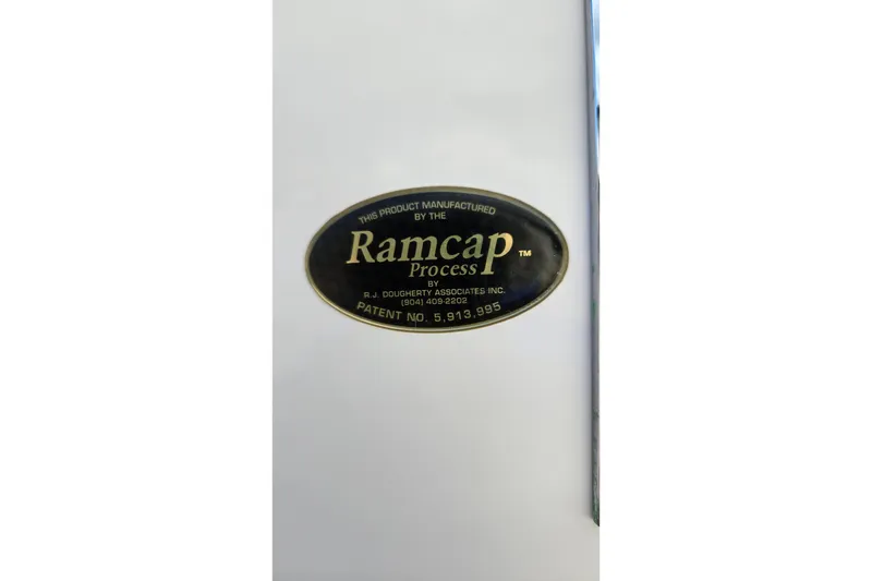 Slide: The Image of Label on Everglades 255 Center Console, 2015, featuring Ramcap Process patent information. - 46