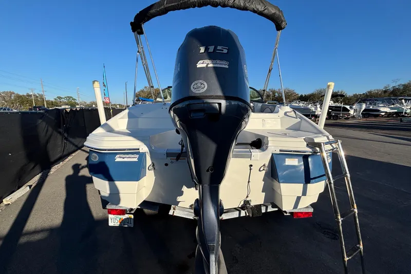 Slide: The Image of Close-up of 2021 NauticStar 203 DC boat hull on trailer. - 8