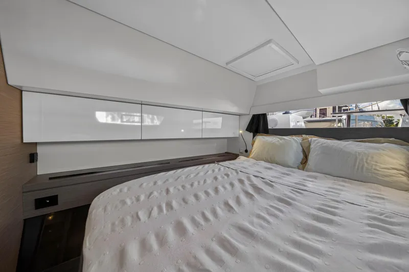 Slide: The Image of Luxurious cabin interior of 2022 Fountaine Pajot Tanna 47 yacht with comfortable bedding. - 104