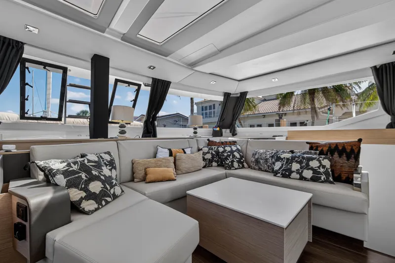 Slide: The Image of Luxurious interior of 2022 Fountaine Pajot Tanna 47 yacht with elegant seating and decor. - 72