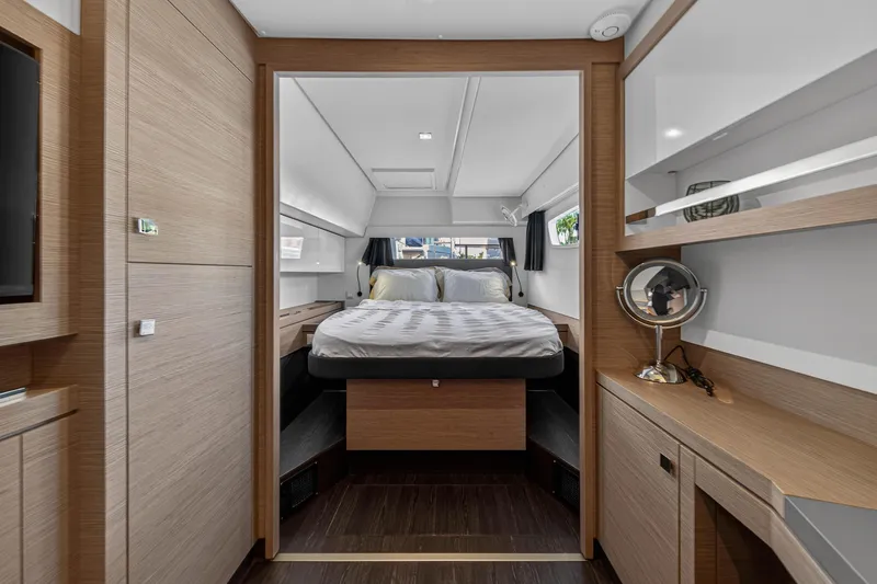 Slide: The Image of Luxurious interior of 2022 Fountaine Pajot Tanna 47 catamaran bedroom. - 80