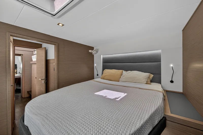 Slide: The Image of Luxurious bedroom interior of 2022 Fountaine Pajot Tanna 47 yacht with modern design. - 91