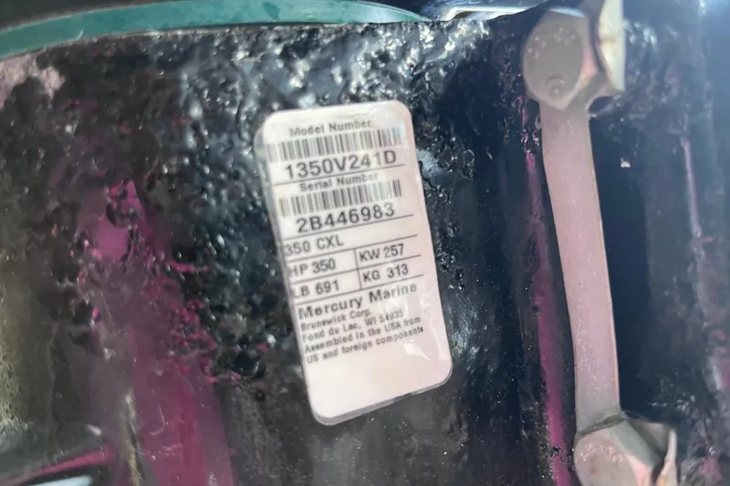 Slide: The Image of Label on Mercury Marine engine, model 1350V241D, serial 2B446983, on 2004 Yellowfin 36 Offshore. - 73