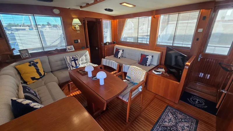 Slide: The Image of Interior of a 1997 Grand Banks 49 Classic yacht with nautical decor. - 22