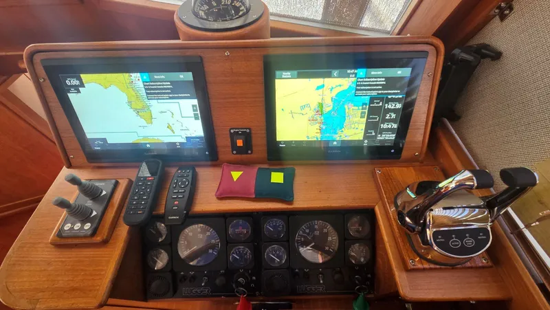 Slide: The Image of Control console of the 1997 Grand Banks 49 Classic yacht. - 33