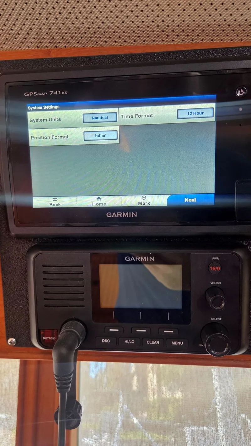 Slide: The Image of Garmin GPS and radio on 1997 Grand Banks 49 Classic. - 40