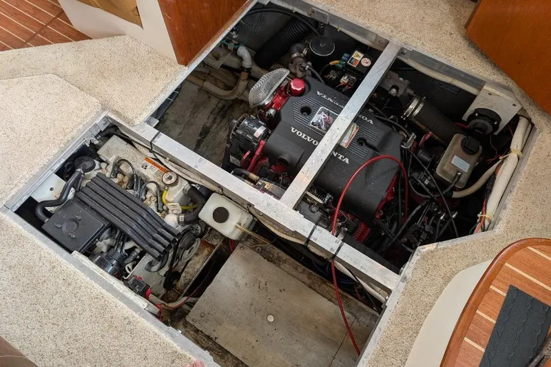 Slide: The Image of Engine compartment of a 2003 Carver 356 Motor Yacht with Volvo Penta engine. - 28